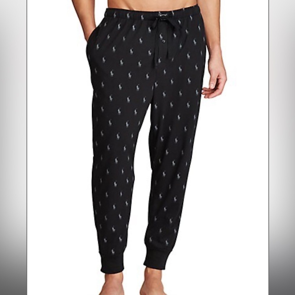 Polo Ralph Lauren All Over Pony Print Pajama Jogger Pants & Shorts Black Sz XL